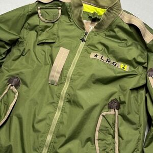 VTG LRG Olive Green Bomber Jacket Mens‎ L Zip Up Military Style Nylon aviator